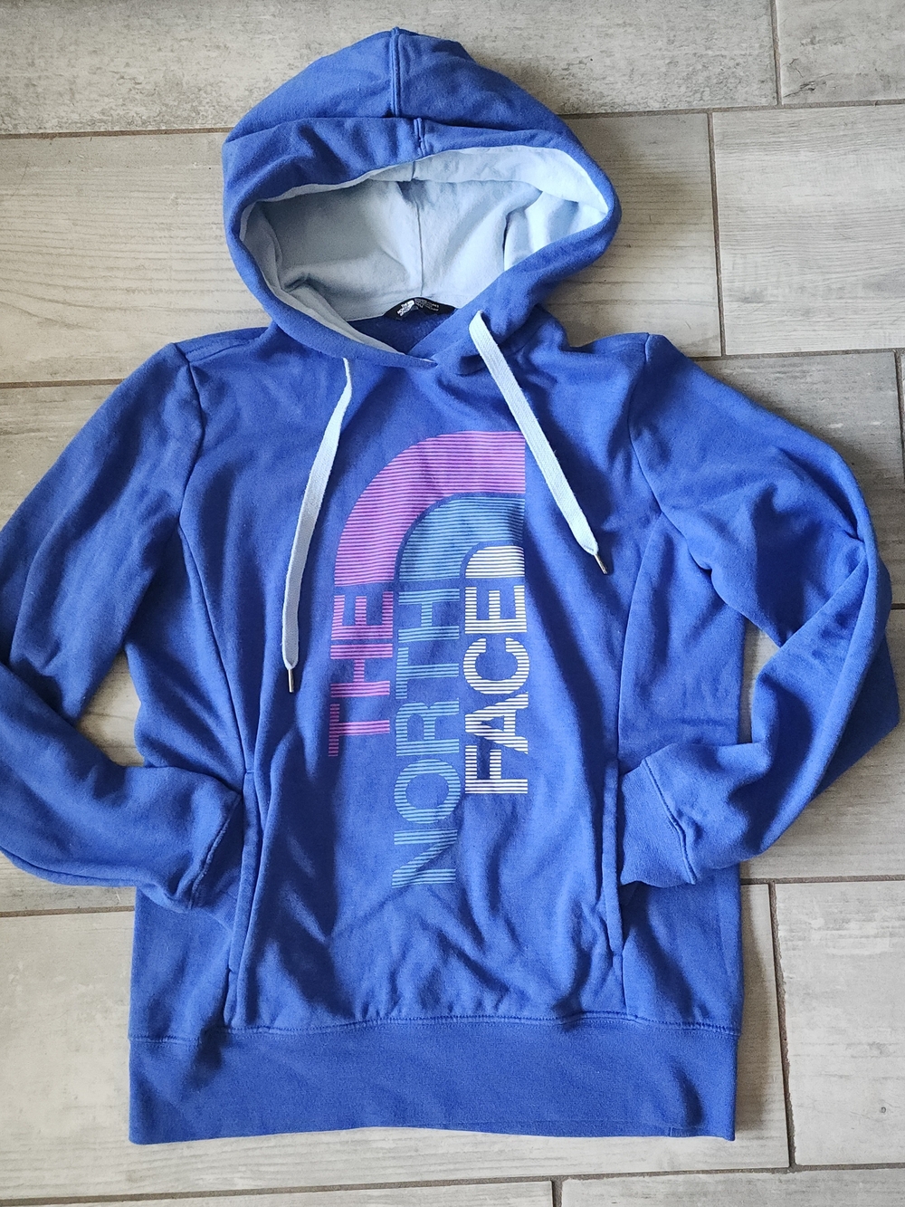 ✨️The North Face✨️ Royal Blue Hoodie with Pink and Light Blue Logo